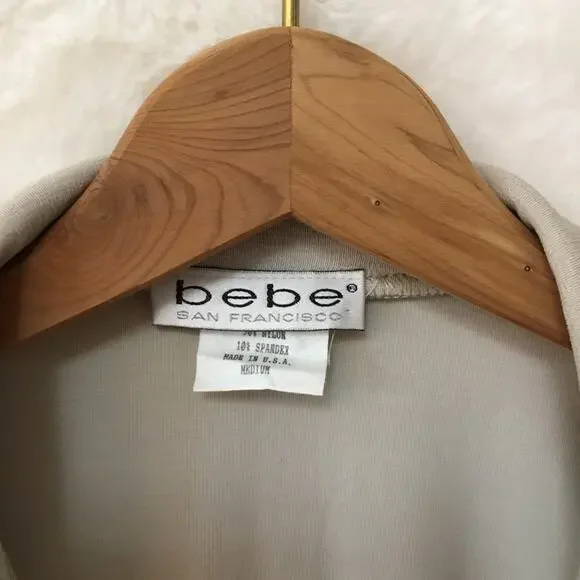 Bebe Beige Long Sleeve V-Neck Top - Picture 2 of 13